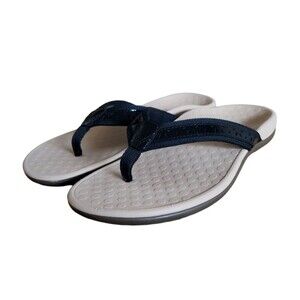 Vionic Casandra Black Light Tan Flip Flop Sandals Women's Size 10